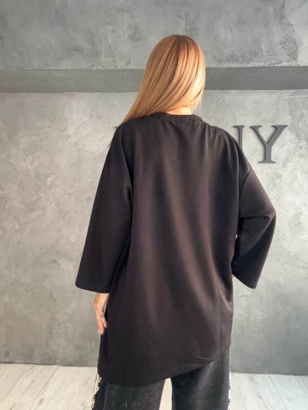 Μαύρη Oversized Μπλούζα με Μύτη - New Collection