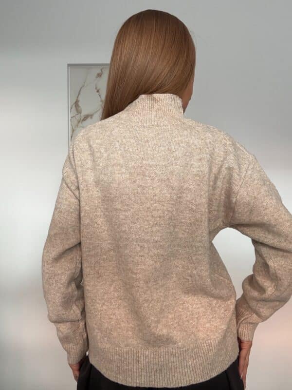 Μπεζ Πλεκτή Μπλούζα με Τσέπη- New Collection