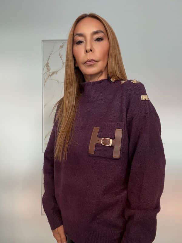 Μπορντό Πλεκτή Μπλούζα με Τσέπη- New Collection