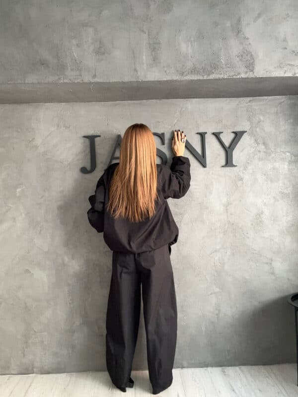 Μαύρο Σετ με Bomber Jacket & Barrel Παντελόνι - New Collection